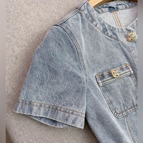 Denim summer mini button up dress - Picture 4 of 7